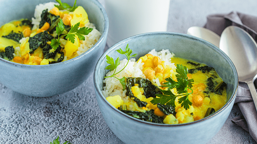 Rezeptbild für Grünkohl-Kichererbsen-Curry