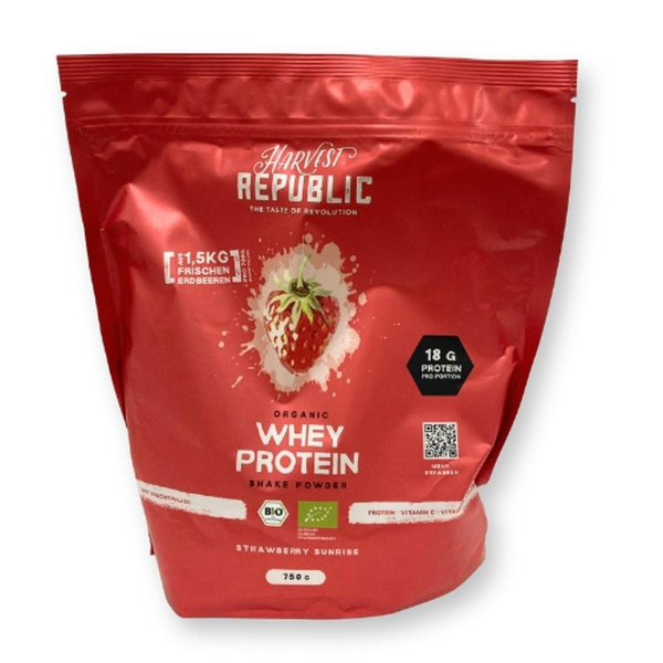 Produktfoto zu Whey Protein Powder mit Fruchtpulver Erdbeere Nachfülltüte (750g)