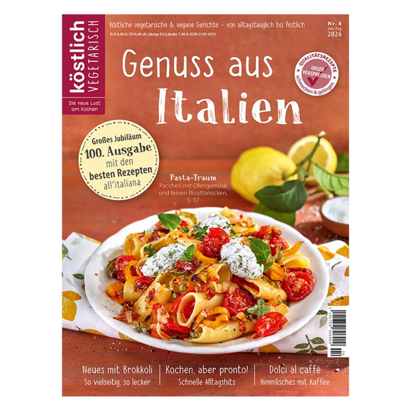 Produktfoto zu Köstlich vegetarisch: Jubiläumsausgabe – "Genuss aus Italienf" (Nr. 4-2026)