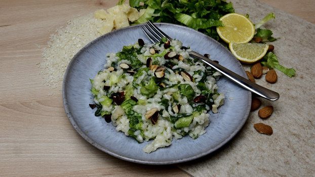 Rezeptbild für Endivien-Risotto mit Mandel-Topping
