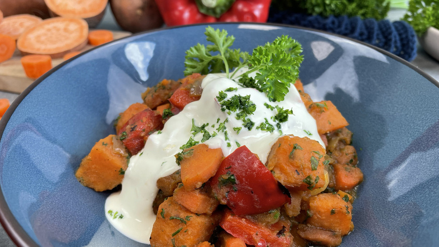 Rezeptbild für Schnelles Pfannengericht mit Süßkartoffeln