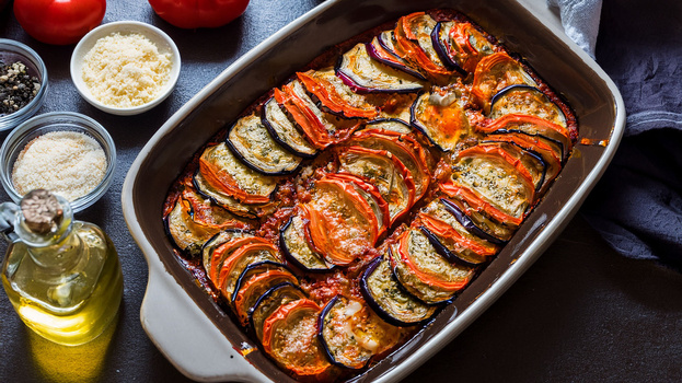Rezeptbild für Auberginen-Tomaten Gratin