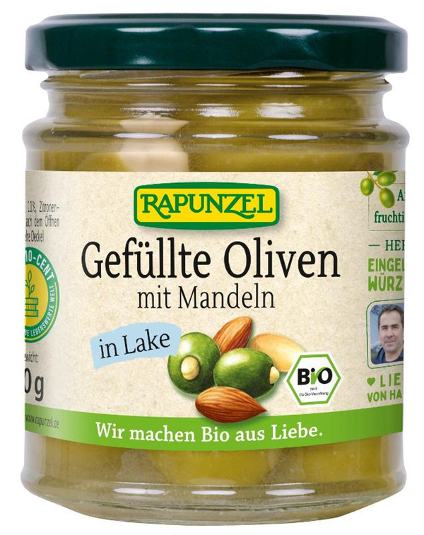 Produktfoto zu Oliven grün, gefüllt mit Mandeln in Lake (190g)