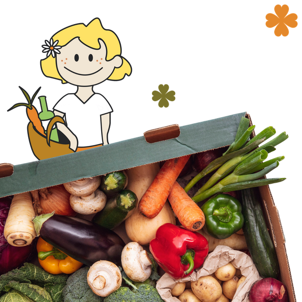 Kiste mit Obst und Gemüse