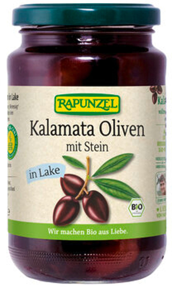 Produktfoto zu Violette Kalamata Oliven in Lake, mit Stein (355g)