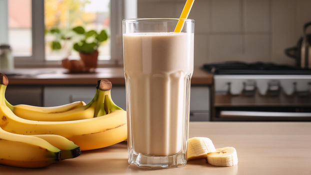Rezeptbild für Bananen-Erdnuss-Proteinshake