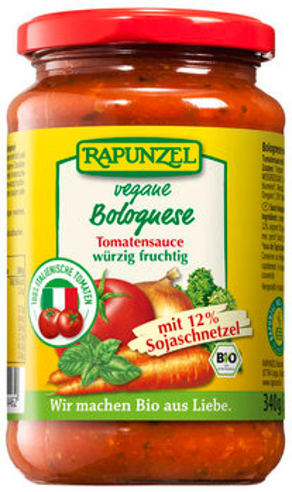 Produktfoto zu Tomatensauce Bolognese, vegan, mit Soja (330ml)