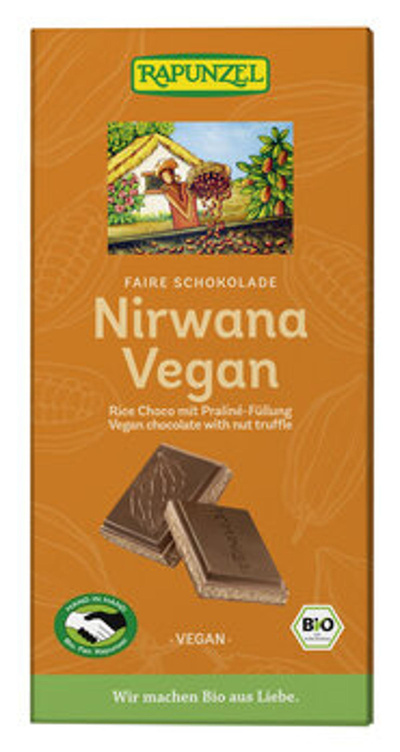 Produktfoto zu Nirwana Vegan - Schokolade mit Praliné-Füllung (100g)