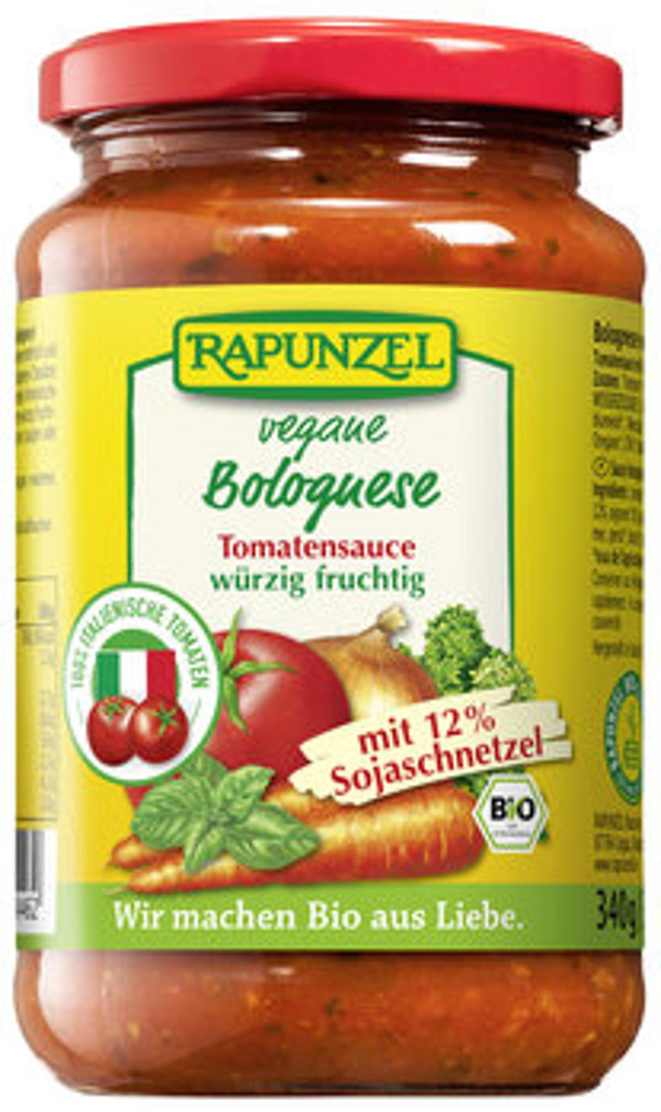 Produktfoto zu Tomatensauce Bolognese, vegan, mit Soja (330ml)