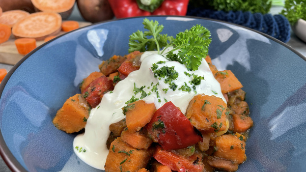 Rezeptbild für Schnelles Pfannengericht mit Süßkartoffeln