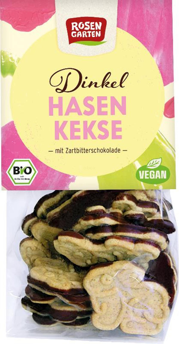 Produktfoto zu Dinkel-Osterhasen-Kekse Zartbitter mit Kokos (150g) - MHD 6.9.