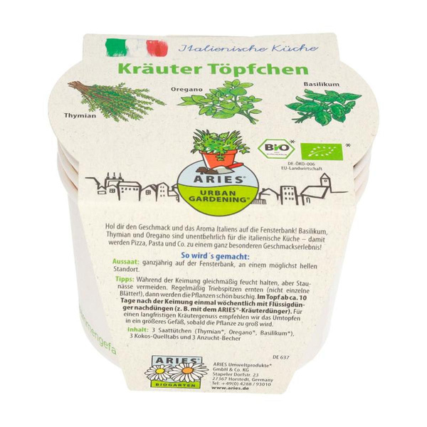 Produktfoto zu Urban Gardening Bio-Kräutertopf "Italienische Kräuter"