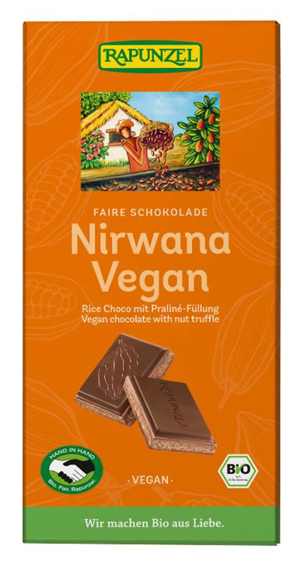 Produktfoto zu Nirwana Vegan - Schokolade mit Praliné-Füllung (100g)