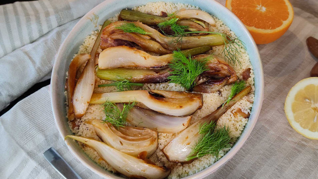 Rezeptbild für Geschmorter Fenchel mit Zitronen-Couscous