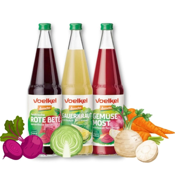 Produktfoto zu 3er-Bundle Saft: Rote Bete+Sauerkraut+Gemüsemost (3x0,7L)