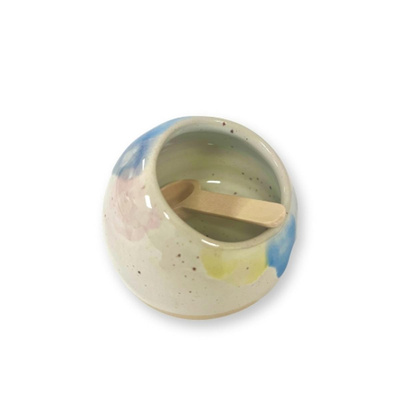 Produktfoto zu Salz_Zucker-Töpfchen "bleu" incl. Holz-Löffel